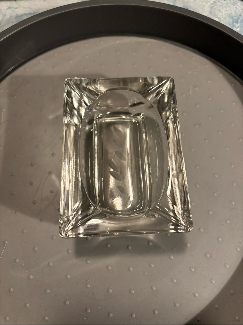 Clear Glass Rectangular Decorative Ashtray- Home Accents